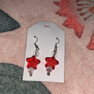 Red Star Dangle Earrings